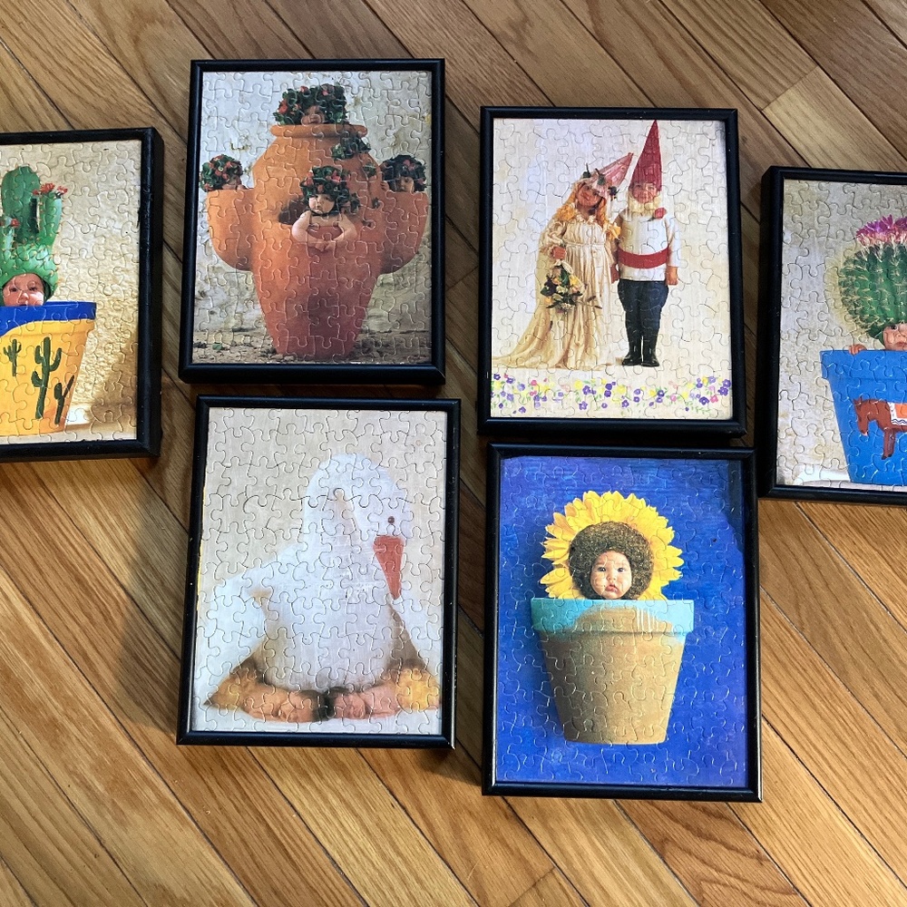 Set of Six Anne Geddes Framed Puzzles